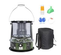 Calentador de convección queroseno, calentador espacio portátil for acampar con chimenea vidrio resistente a altas temperaturas, bolsa almacenamiento(Green Set)