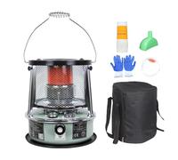 Calentador de convección queroseno, calentador espacio portátil for acampar con chimenea vidrio resistente a altas temperaturas, bolsa almacenamiento(Blue Set)