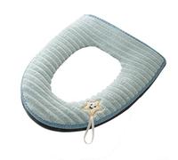 Calentador de cubierta de asiento de inodoro con diseño de envoltura completa y cierre apretado para inodoros en forma de U con fibra suave y piel sintética (verde)