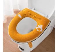 Calentador de cubierta de asiento de inodoro para higiene del hogar, fibra gruesa con respaldo de piel sintética, diseño de envoltura completa para inodoros en forma de U (E)