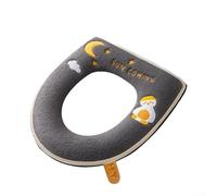 Calentador de cubierta de asiento de inodoro para higiene del hogar, fibra gruesa con respaldo de piel sintética, diseño de envoltura completa para inodoros en forma de U (H)