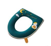 Calentador de cubierta de asiento de inodoro para higiene del hogar, fibra gruesa con respaldo de piel sintética, diseño de envoltura completa para inodoros en forma de U (G)
