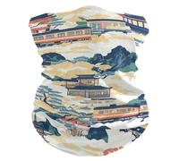 Calentador De Cuello Arquitectura Japonesa Bandana Respirable Viento Polvo Prueba Cuello Bufanda para Mujer Senderismo Ciclismo 25X50Cm