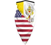 Calentador De Cuello Bandera Estadounidense Y Bandera De La Ciudad del Vaticano Bufanda Facial Elegante Respirable Polainas De Cuello, para Ciclismo, Cámping, Senderismo, Correr, 24x51cm