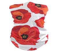 Calentador De Cuello Beautiful Flower Red Poppy Cuello Bufanda Multifuncional Pasamontañas Protección UV Bandana para Pesca Senderismo Correr 25X50CM