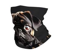 Calentador de cuello con estampado de perro carlino negro a escala estándar 2_00x, ultra suave, elástico, polaina de cuello de invierno para hombres y mujeres