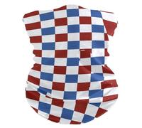 Calentador de Cuello Cuadros Rojos y Azules 4 de Julio Día de la Independencia Viento Polvo Prueba Bufanda Facial Antideslizante Sombreros para Mujer Ciclismo 26X30cm