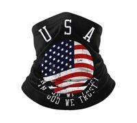 Calentador De Cuello En Dios Confiamos Cristianismo Patriótico 4 De Julio Bandera De EE. UU. Cuello Bufanda Protección UV Pasamontañas Multifuncional Bandana para Ciclismo Cámping 25X50CM