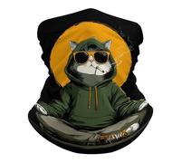 Calentador De Cuello Gato Divertido con Sudadera Y Gafas Bufanda Viento Polvo Prueba Elástico Cuello Pañuelo, para Deportes, Cámping, Pesca, Correr, 26x30cm