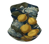 Calentador De Cuello Limones Amarillos Y Flower De Color Azul Claro Bufanda Multifuncional Protección UV Polainas De Cuello, para Mujer, Ciclismo, Cámping, Hombre, 26x30cm