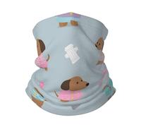 Calentador De Cuello Lindos Perros Salchicha con Flores Antideslizante Pañuelo De Cabeza Viento Polvo Prueba Polainas De Cuello para Cámping Senderismo Mujer