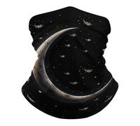 Calentador de Cuello Luna Creciente sobre Fondo Negro Protección Solar Bufanda Facial Lavable Bandana para Mujer Hombre 26X30cm