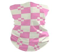 Calentador De Cuello Melocotón Intenso A Cuadros Beige Bufanda Facial Multifuncional Elástico Cuello Bufanda para Pesca Correr Senderismo 25X50Cm