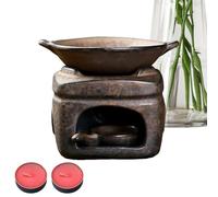 Calentador de de aromaterapia de cerámica,Con 2 velas difusor de aroma de cerámica multifuncional, quemador de de incienso zen - para aromaterapia, yoga, hogar, escritorio y dormitorio
