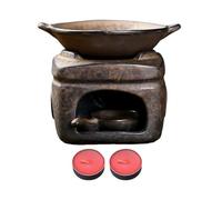 Calentador de de aromaterapia de cerámica, difusor de Aroma de cerámica Multifuncional con 2 Velas, Quemador de Zen para Sala de Yoga, Oficina, Escritorio, Dormitorio, meditación