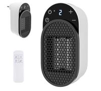 Calentador de Enchufe, 500W Calefactor Portátil con Termostato, con Mando a Distancia, Protección contra sobrecalentamiento, Pantalla LED, temperatura ajustable, Para baño y dormitorio (Blanco)
