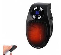 Calentador de Enchufe, Fancysky 500W 380G Mini Calentador Electrico de Enchufe, Cerámica, Ahorro Energía, Calentamiento Rápida, Baño, Habitaciones (Negro)