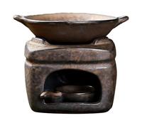 Calentador de horno de té de cerámica, quemador de aromaterapia de cedro y zen, calentador de cera de cerámica hecho a mano, lámpara aromática, portavelas de cera de cera (marrón B)