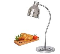 Calentador de lámparas de Alimentos,Lámpara de Calor de Alimentos con bombilla 250W Acero Inoxidable,para Mantener la Comida y los Platos Calientes,Silver-Singlehead