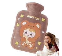 Calentador de manos de felpa relleno de agua, bolsa de agua caliente de felpa de 500 ml, bolsa de agua caliente de invierno, almohadilla térmica de gran capacidad, calentador de cama portátil suave