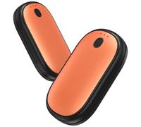 Calentador de Manos Recargable 2 en 1 Magnético, Calienta Manos Ultraligero Ultrafino con 3 Niveles de Calor, 5000mAh Hand Warmer para Camping Golf 2 Unidades (Oro Naranja)