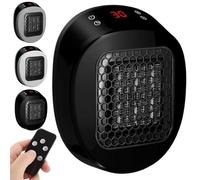 Calentador De Pared Pequeño Heatflash, Calentador Heat Me Pro De 600w Con Control Remoto, 3 Segundos, Elemento De Calefacción Cerámico Ptc, Función De Temporizador De 12 Horas, Para Dormitorio black