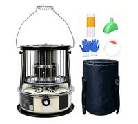 Calentador de queroseno portátil, campana de quemador de acero con tanque de gran capacidad de 5,2 L, altura/calor ajustable, tiempo de funcionamiento de 15 horas for acampar, pescar en hielo(White)