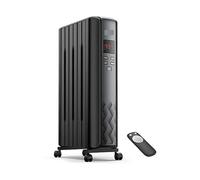 Calentador de radiador, calentador eléctrico portátil lleno de aceite espacial mejorado de 1500W con control remoto, 4 modos, sobrecalentamiento y vuelco Para Uso En Interiores