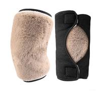 Calentador de rodilla para mujeres y hombres, manga térmica con forro polar, paquete de 2, calidez gruesa de doble capa para otoño e invierno, compatible con actividades al aire libre, marrón/gris