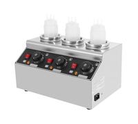 Calentador de salsas eléctrico con 3 botellas de 240 W, acero inoxidable, para mayonesa, chocolate, queso, salsa, control de temperatura 30 - 85 °C, ideal para restaurante, cocina, cafetería, catering