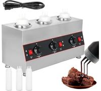 Calentador de Salsas Eléctrico Profesional para Queso y Chocolate - Temperatura Ajustable 30-85°C - Dispensador Acero Inoxidable Cocina y Restaurante Buffet,3Bottle
