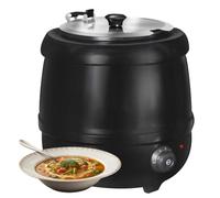 Calentador De Sopas Y Alimentos Comercial, 10 L, 400 W, Para Buffet, Con Tapa Abatible, Olla Desmontable, Termostato Ajustable (30-85 °C), Acero Inoxidable 304 Ollas Rectas
