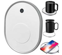 Calentador de Tazas de café para Escritorio Calentador de Tazas eléctrico Inteligente 2 en 1 con Cargadores inalámbricos - Posavasos de Calentamiento rápido para café y té, Placa de Carga de 15 W (