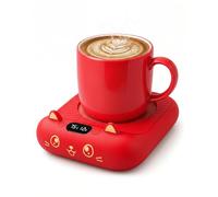 Calentador de tazas para escritorio, apagado automático, calentador de velas inteligente con 3 ajustes de temperatura, calentador de bebidas eléctrico para café, cacao, té (rojo)