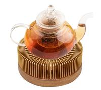 Calentador de té, calentador de - Calentador de té de lujo, portavelas para té light de oro champán | Base de madera maciza de nogal, calentador de bebidas para la decoración del hogar para