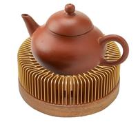 Calentador de té de lujo, calentador de tazas de escritorio, con soporte para velas de té dorado champán, base de madera maciza, dispositivo de calentamiento de leche de café, uso de exhibición de