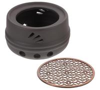 Calentador de Té Hueco de Acero Inoxidable 11x11x6,2cm | Base Negra Antideslizante, Flujo Térmico Ventilado, para Tetera y Cafetera en Casa