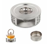Calentador de Tetera, café y Leche, también utilizable como Calentador de Velas. Especialmente diseñado para Mantener Calientes Las Bebidas Calientes, Fabricado en Acero Inoxidable (Color Plateado)