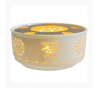 Calentador De Tetera CeráMica Blanco con Intrincado DiseñO Calado Funciona Vela para Mantener Té Caliente Juego CláSico