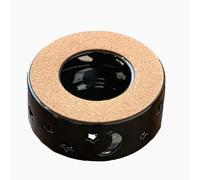 Calentador De Tetera CeráMica con Posavasos Corcho DiseñO Calado Estrellas CíRculos Portavelas para Calentar Café Leche-A