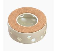 Calentador De Tetera CeráMica con Posavasos Corcho DiseñO Calado Estrellas CíRculos Portavelas para Calentar Café Leche-D