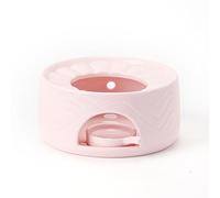 Calentador De Tetera CeráMica Rosa con Textura Anillos Apilados Agujeros VentilacióN Bandeja para Vela Lateral Calentar Café Leche Té