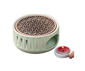 Calentador de Tetera Cerámico Verde Claro con Rejilla Cobre Ventilada Abertura 7.5cm Apto para Todas Las Teteras Té Hojas Sueltas Juego-B