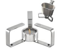 Calentador de tetera con portavelas de acero - Calentador de café plegable de ahorro de espacio - Calentador de té de acero inoxidable para casa, oficina, café, cocina, cantina