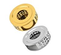 Calentador de teteras, Base calentadora de Tetera de Acero Inoxidable con portavelas, Paquete de 2, Multicolor, 15x15x5,4 cm