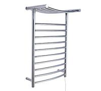 Calentador de toallas eléctrico, toallero calefactable para baño con estante superior en arco, toallero calefactable de acero inoxidable de 11 barras montado en la pared con interruptor de una llave,