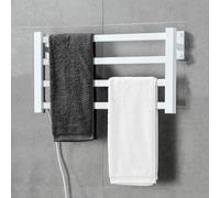 Calentador De Toallas Montado En La Pared Calentador De Toallas De 220 V, Radiador De Toallero Calentador De Toallas De Calefacción Eléctrica Estante De Secado De Baño con 4 Barras De Tubo Cuadradas