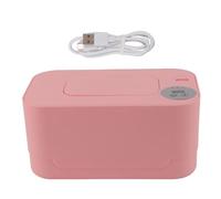 Calentador de toallitas húmedas para bebés Kuuleyn, dispensador de toallitas húmedas para bebés, calentador de toallitas con luz nocturna, temperatura ajustable, recargable, (Rosa)