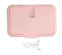 Calentador de Toallitas para Bebés, Temperatura Constante Calentamiento Uniforme Calentador de Toallitas Húmedas USB Portátil Soporte de Toallitas para Bebés de Gran Capacidad Rosa