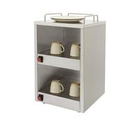 Calentador eléctrico comercial de 140 W, doble nivel, armario calefactor profesional, tazas de café, 32,5 x 32 x 55 cm, acero inoxidable, calentador de tazas restaurante hotel bar, 220 V, 50 Hz